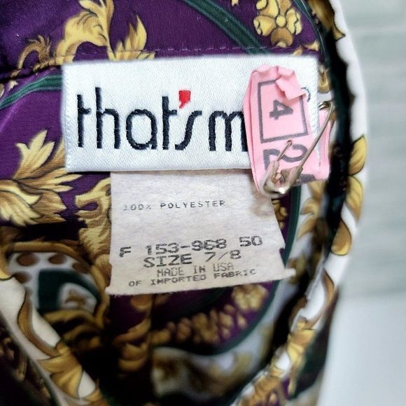 Vintage 80s 90s Thats Me! Womens S/M Multi Ornate Filigree Long Sleeve Button Up - Picture 7 of 8